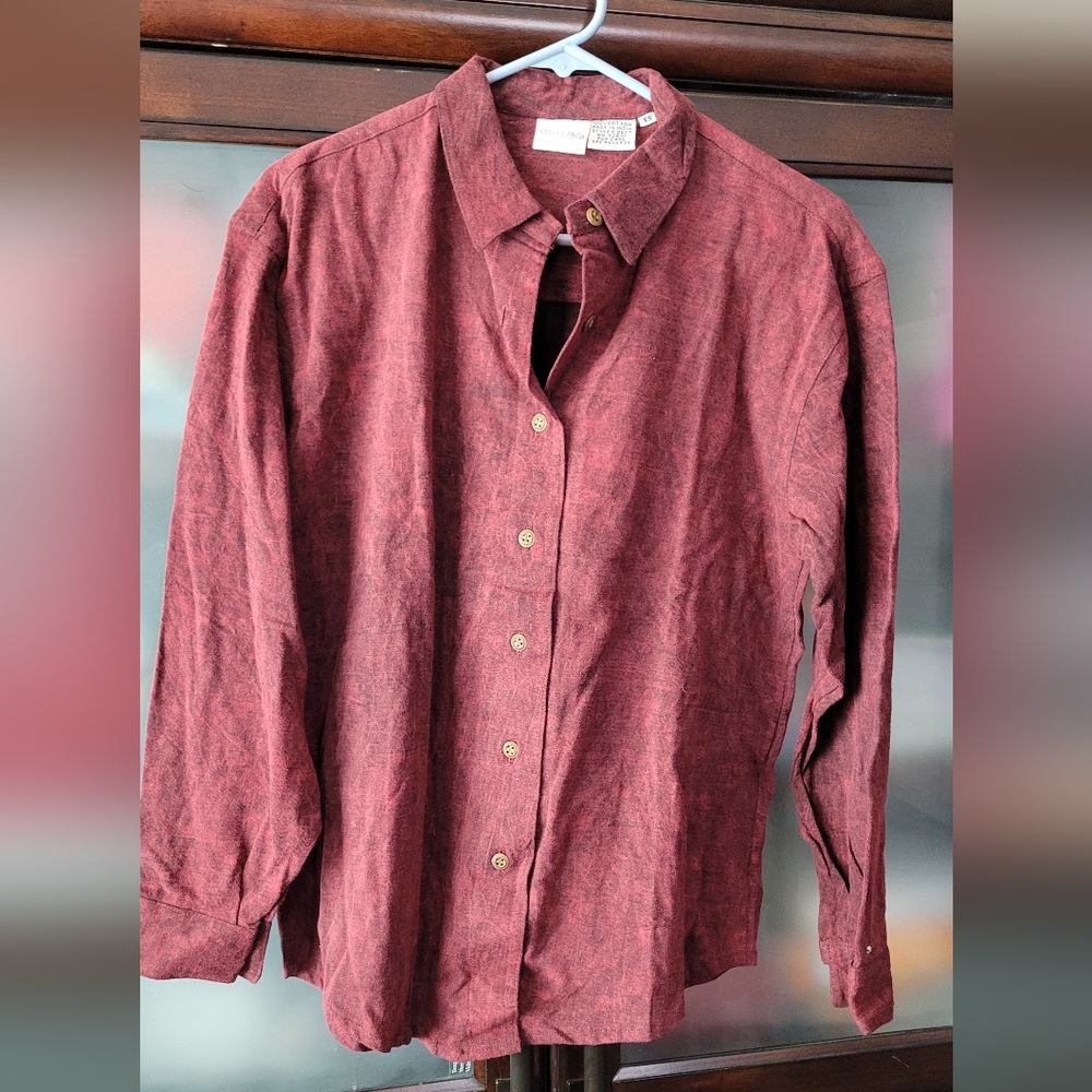 STYLES TO GO soft cotton button up long sleeve